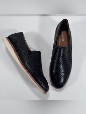 Trask Andi Black Perforated Italian Sheepskin Leather Slip On Shoes Women 8M